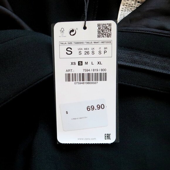 NEW Zara Black Pompom Tassel Hem Cropped Flare Career  Pants Trousers Size S - Picture 10 of 16